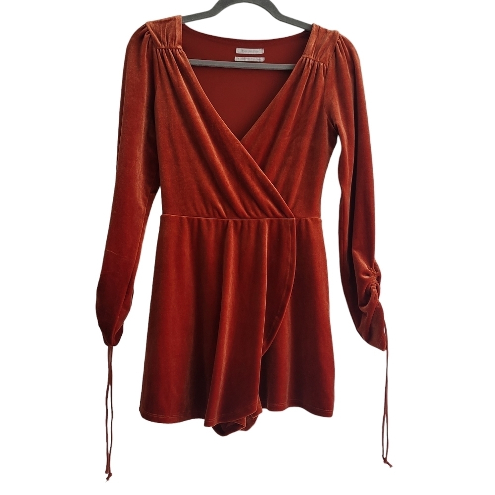 Urban Outfitters Women Small Burnt Orange Velvet Romper